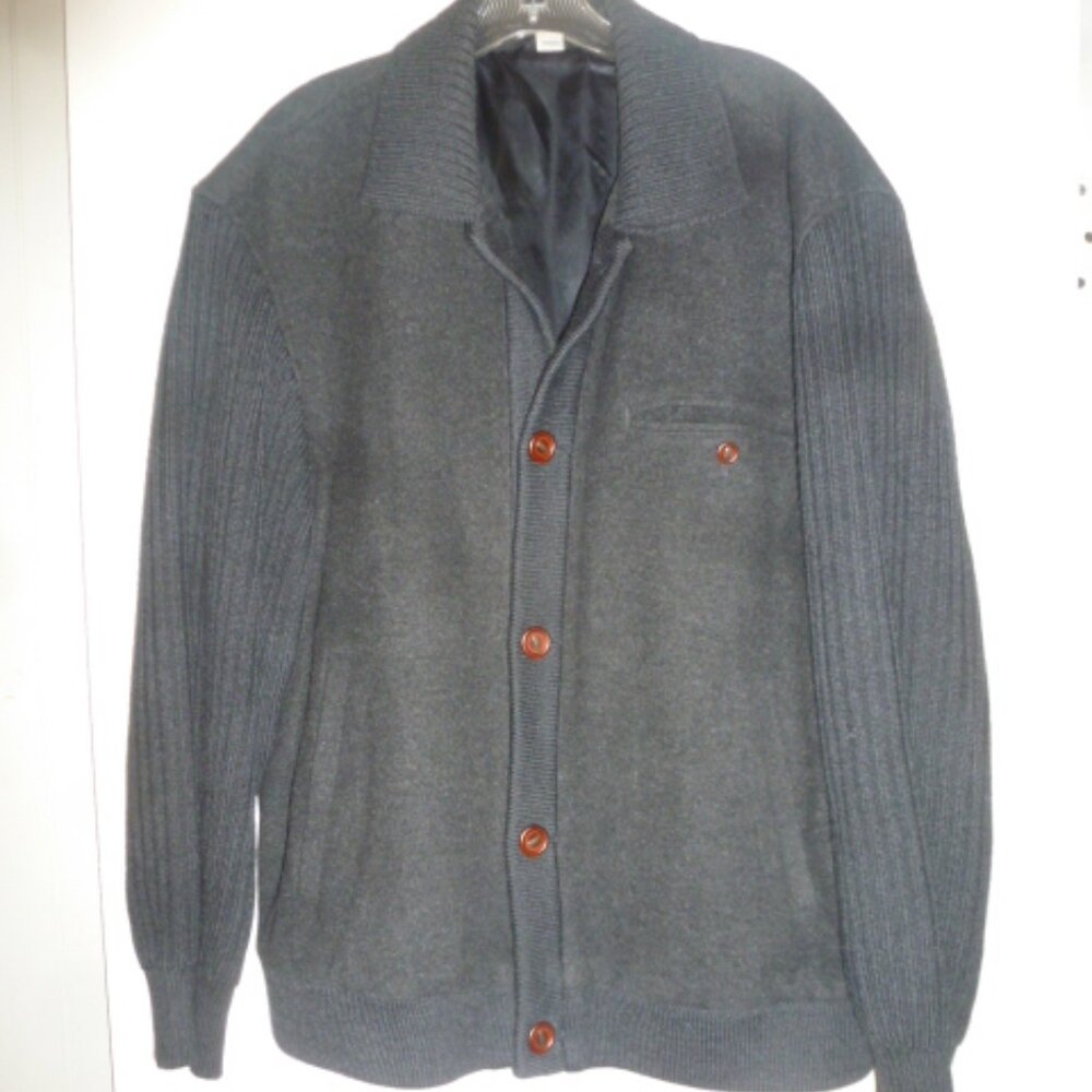 Men’s Wool Blend Jacket – Autumn Coat by Cutter & Buck - Men Fashion Sz L